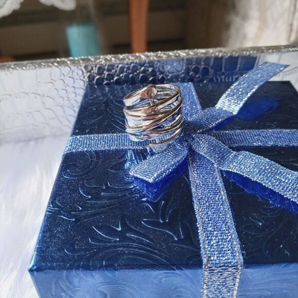 Sterling Silver Wide Stacked Ring - Size 7 and 8 - Picture 12 of 12